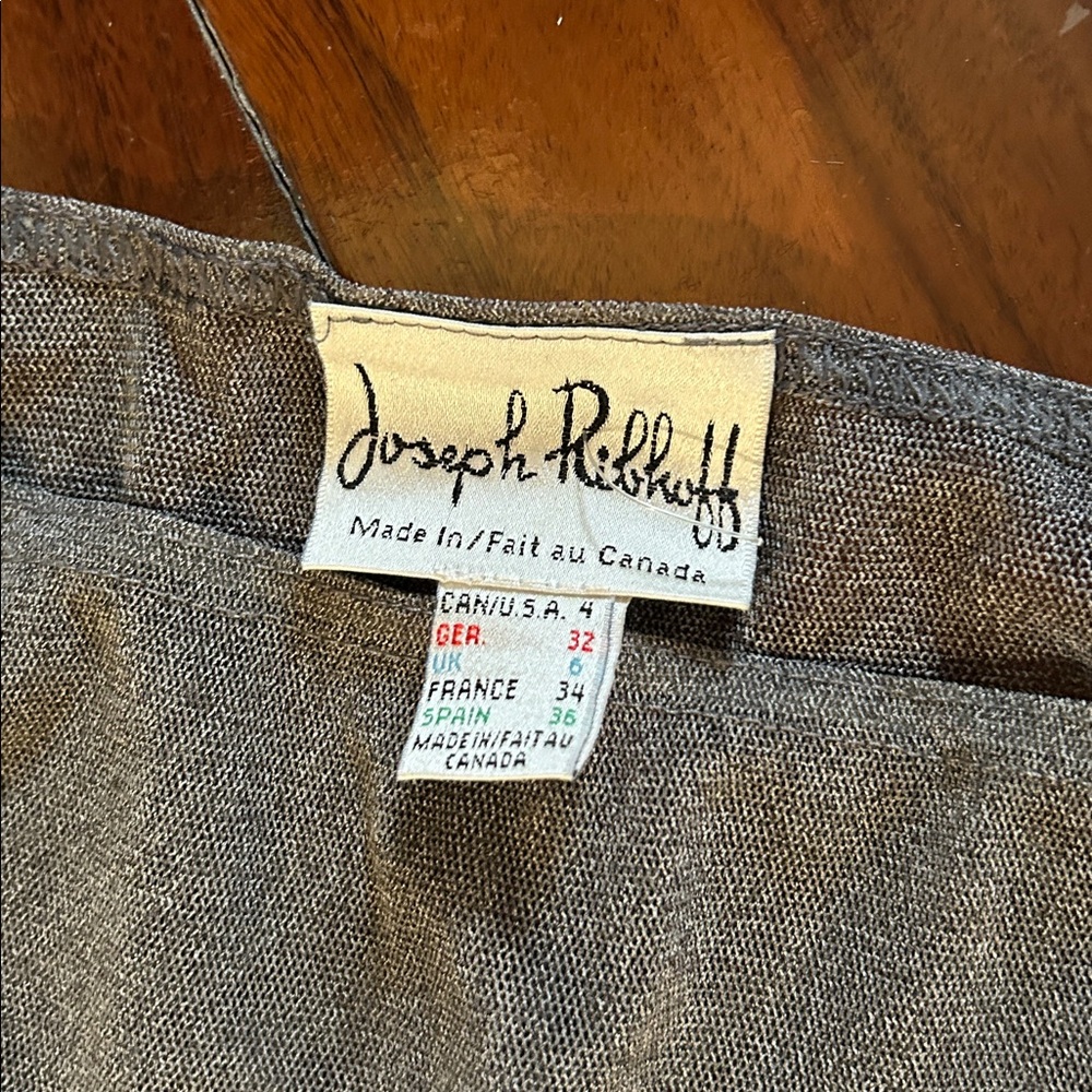 Joseph Ribkoff Gray Skirt Set with Turquoise-Accent Belt - Picture 4 of 8